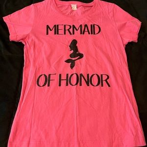 Pink mermaid of honor t-shirt